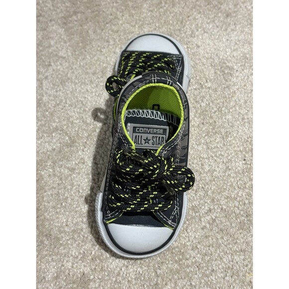 Converse‎ Baby Toddler Size 3 Black , Gray And Lime Sneakers - Picture 3 of 5